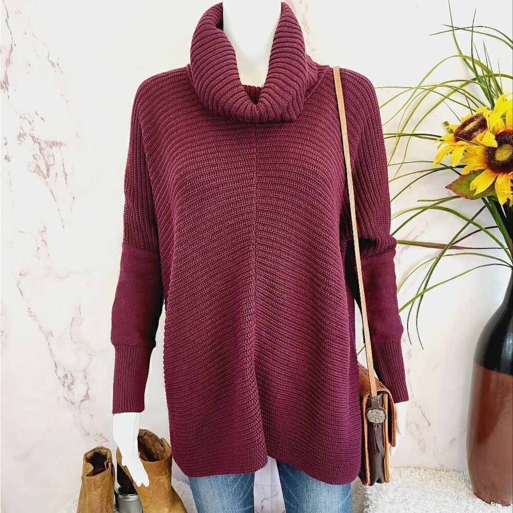 Rachel Zoe soft knit purple wine color cowl neck sweater